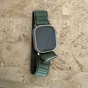 Apple Ultra Titanium Watch 49mm with Green Nylon Loop Band & charger Series 1
